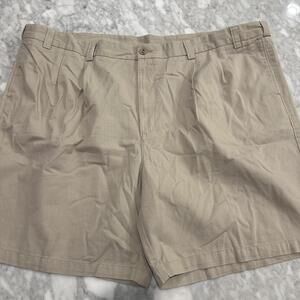 Harbor Bay Pleated Waist-Relaxer Mens Khaki Shorts Size 54 - NEW